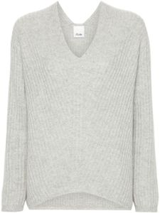 Allude pull nervuré à col v - Gris