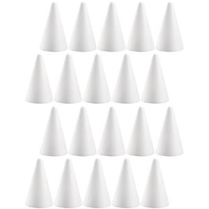 Piepschuim kegels - 20x st - wit - H12 cm - styropor vormen - Hobby/diy - knutselmateriaal