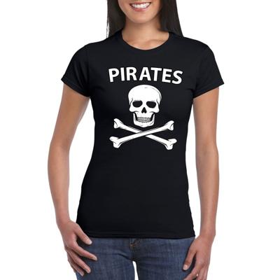 Piraten verkleed t-shirt - zwart - dames - piraat - kleding