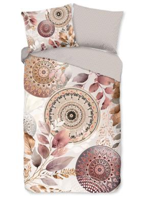 HIP Dekbedovertrek "mandalas & bladeren" - Grijs - (140x200/220 cm) - Katoen Satijn