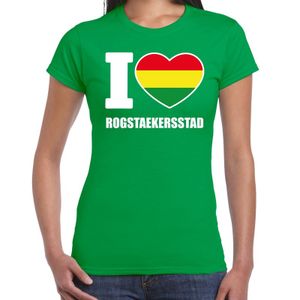 Carnaval I love Rogstaekersstad t-shirt groen voor dames