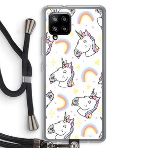 Rainbow Unicorn: Samsung Galaxy A42 5G Transparant Hoesje met koord
