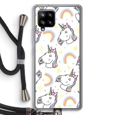 Rainbow Unicorn: Samsung Galaxy A42 5G Transparant Hoesje met koord