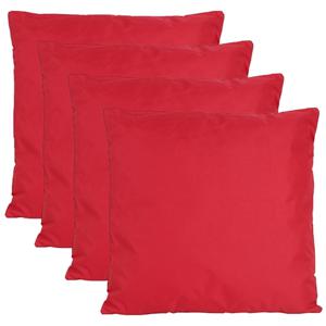 Buiten of tuin sier kussens - 4x - rood - 60 x 60 cm - binnen/buiten - tuinbank