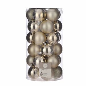 30x Kunststof kerstballen licht champagne 6 cm - Kerstbal