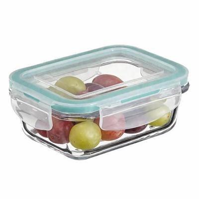 5Five Vershoudbakje met deksel - glas - luchtdicht - met clips - 14 x 10 x 5 cm - 330 ml