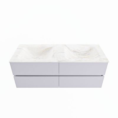 MONDIAZ VICA-DLUX 130cm badmeubel onderkast Cale 4 lades. Inbouw wastafel CLOUD dubbel 2 kraangaten, kleur Ostra.
