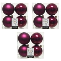 12x stuks kunststof kerstballen framboos roze (magnolia) 10 cm glans/mat