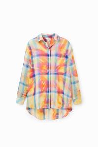 Oversized geruit shirt met tie-dye - MATERIAL FINISHES - S