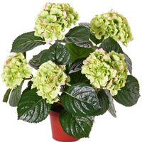Kunstplant hortensia plant groen/roze 36 cm   -