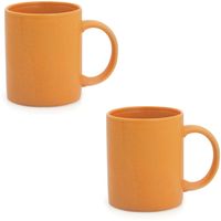 2x Drinkbekers/mokken oranje 370 ml