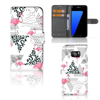 Samsung Galaxy S7 Edge | Telefoonhoesje | Met pasjeshouder | Flamingo Triangle