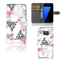 Samsung Galaxy S7 Edge | Telefoonhoesje | Met pasjeshouder | Flamingo Triangle