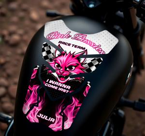 Roze kat motor sticker