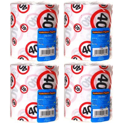 Set van 4x stuks toiletpapier rollen voor een 40 jaar verjaardag