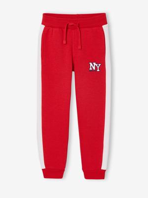 Joggingbroek voor jongens met een band aan de zijkant rood