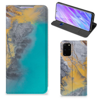 Samsung Galaxy S20 Plus Standcase Marble Blue Gold - thumbnail