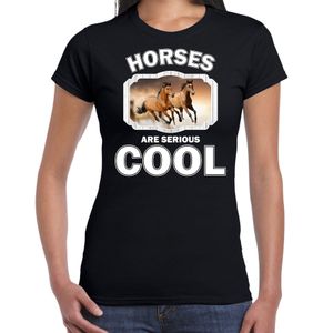 T-shirt horses are serious cool zwart dames - paarden/ bruin paard shirt 2XL  -