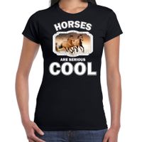 T-shirt horses are serious cool zwart dames - paarden/ bruin paard shirt 2XL  - - thumbnail