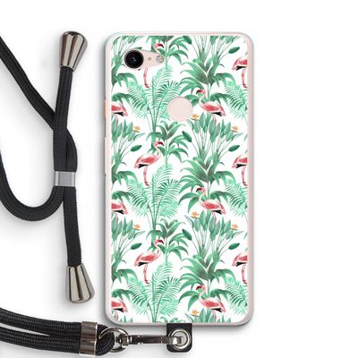 Flamingo bladeren: Pixel 3 XL Transparant Hoesje met koord