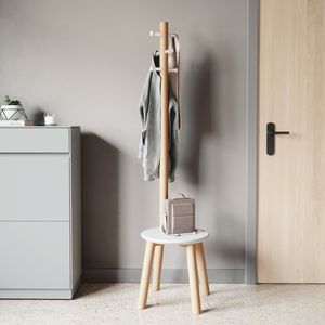 Umbra Kapstok 'Pillar' Met krukje, kleur Wit/Naturel