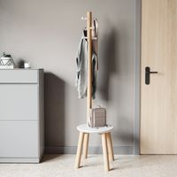 Umbra Kapstok 'Pillar' Met krukje, kleur Wit/Naturel