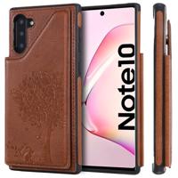 Voor Galaxy Note 10 kat boom reliëf patroon schokbestendige beschermhoes met kaartsleuven & fotolijstjes (bruin)