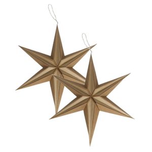 2x stuks papieren decoratie kerstster lampionnen bruin 20 cm