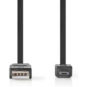 Platte USB 2.0-Kabel | A Male - Micro-B Male | 1,0 m | Zwart [CCGP60410BK10]
