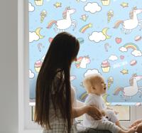 Schattige eenhoorns en regenbogen rolgordijn kinderkamer