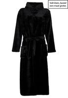 Zwarte fleece badjas met capuchon-l/xl