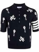 Thom Browne polo Sky Icons en maille intarsia - Bleu - thumbnail