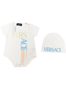 Versace Kids trousseau de naissance à logo imprimé - Blanc