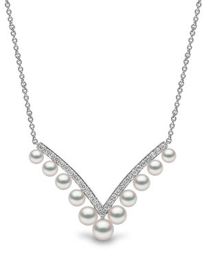 Yoko London collier en or blanc 18ct orné de perles d'Akoya et de diamants - Argent