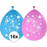 16x Eenhoorns ballonnen 30 cm kinderfeestje/kinderpartijtje versiering/decoratie   -