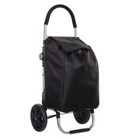 Boodschappen trolley tas met wielen - 51 liter - zwart - 44 x 37 x 98 cm - Het topmodel trolley - thumbnail