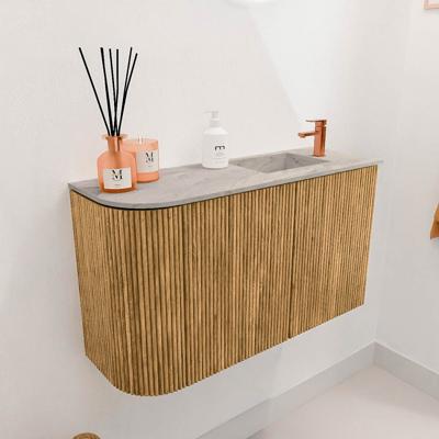 Toiletmeubel Mondiaz Joya Dlux | 71.6 cm | Meubelkleur Oak | Faye wastafel Glace Wasbak Rechts | 1 kraangat