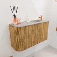 Toiletmeubel Mondiaz Joya Dlux | 71.6 cm | Meubelkleur Oak | Faye wastafel Glace Wasbak Rechts | 1 kraangat