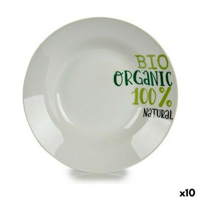 Diep bord 136300Y Organic Wit Groen Porselein Afgedrukt Ø 20,6 cm 20,5 x 4 x 20,5 cm (10 Stuks)