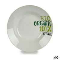 Diep bord 136300Y Organic Wit Groen Porselein Afgedrukt Ø 20,6 cm 20,5 x 4 x 20,5 cm (10 Stuks)