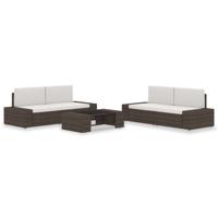 5-delige Loungeset poly rattan bruin
