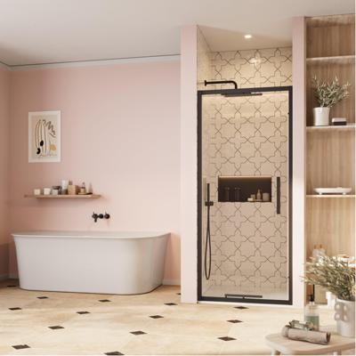 Crosswater Asura inklapbare douchedeur - 80cm - zonder handvat - mat zwart AUIDBC0800