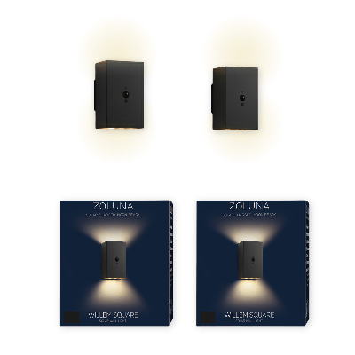 Pakketdeal ZOLUNA 2x wandlamp Willem vierkant