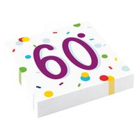 Feestservetten 60 Jaar Confetti (20st) - thumbnail