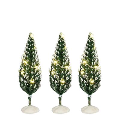 Snowy conifer lighted 3 stuks battery operated h10,5xd4cm - Luville
