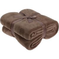 Fleece dekentje - bruin - 180 x 230 cm - polyester - deken - plaid - bankdeken