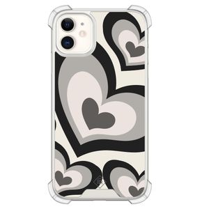 iPhone 11 siliconen shockproof hoesje - Hart swirl zwart