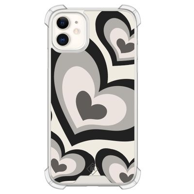 iPhone 11 siliconen shockproof hoesje - Hart swirl zwart