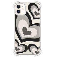 iPhone 11 siliconen shockproof hoesje - Hart swirl zwart