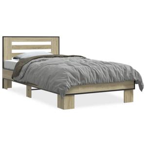 Bedframe bewerkt hout en metaal sonoma eikenkleurig 75x190 cm